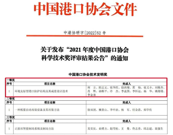 浙江大学何方教授牵头成果获中国港口协会科学技术奖一等奖